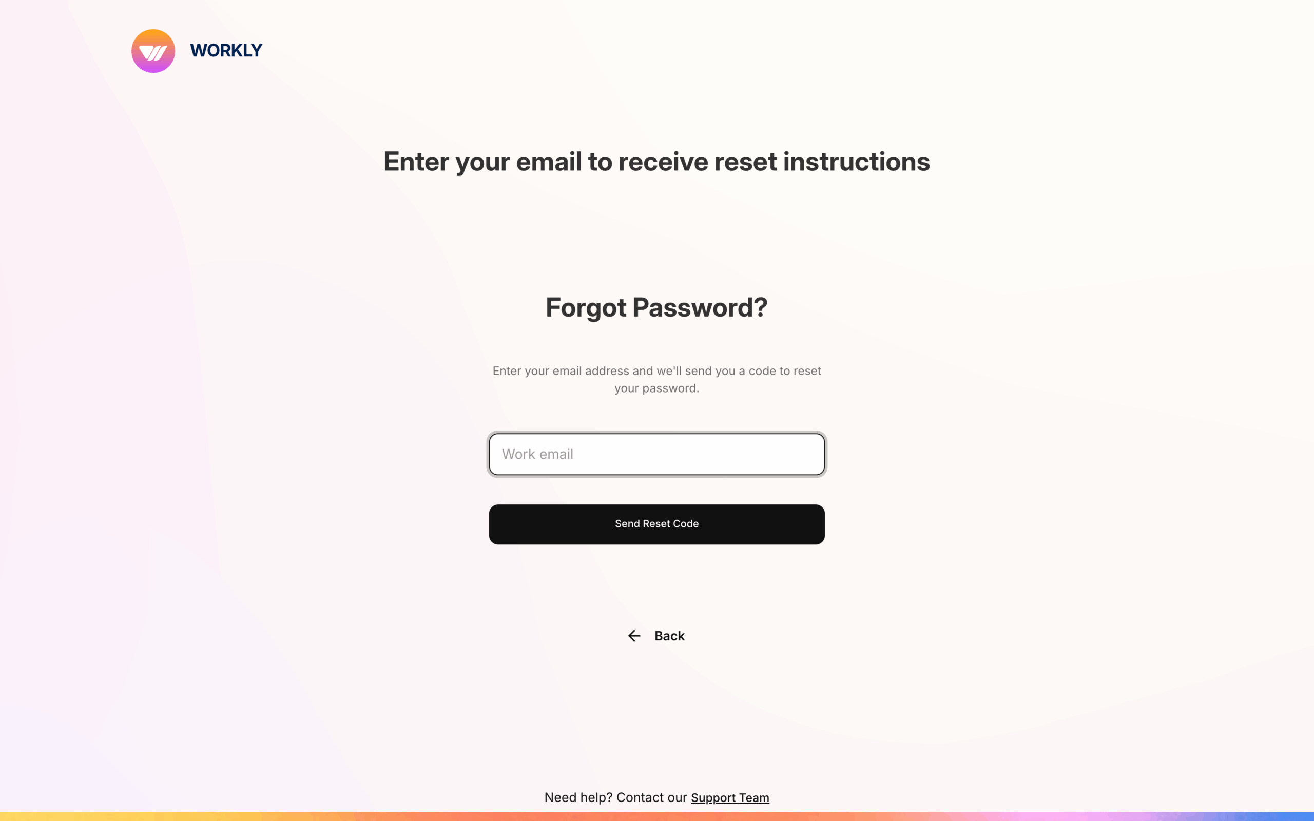 Workly forgot password page