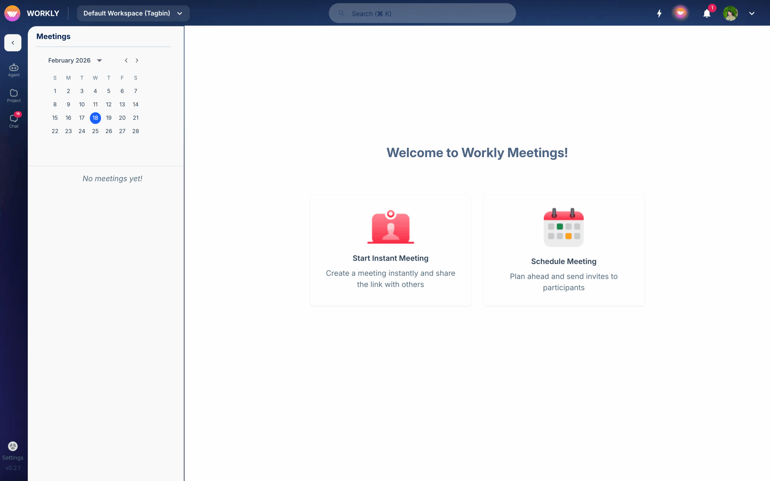 Workly meetings page
